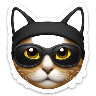 Cat with a black ski mask  sticker