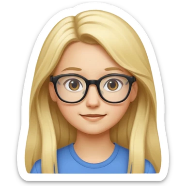 Nerdy girl with glasses, long blond hair sticker