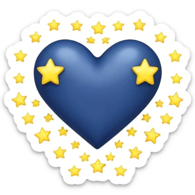 Dark blue heart with light yellow stars around  sticker