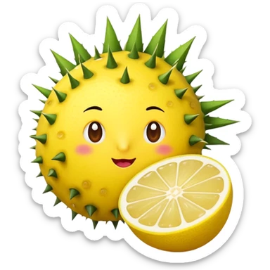 The cartoon Rosa roxburghii fruit then drinks lemon juice. sticker