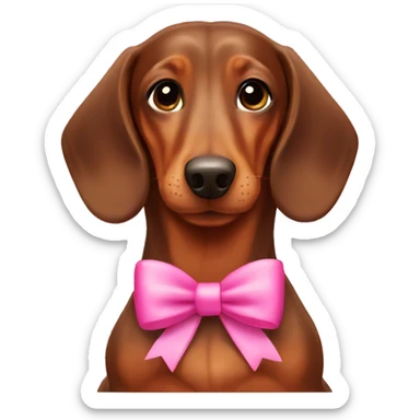 Brown dachshund with pink bows  sticker