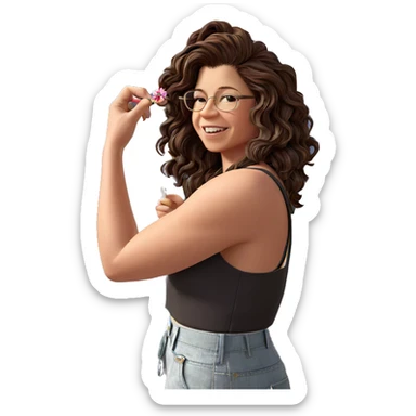 girl with a flower sticker