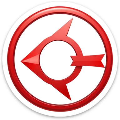 Red hollow circle with a tilted arrow going through it sticker