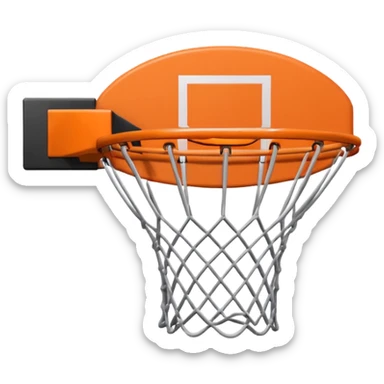 basketball hoop object icon, backboard and rim, net details, 3D cartoon, mobile game icon style, centered, clean background, no text, no watermark
 sticker