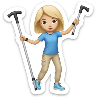 Girl dabbing with crutches on sticker