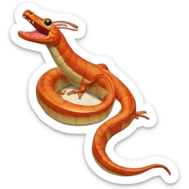 Serpent sur une vache à côté d’un crabe sticker