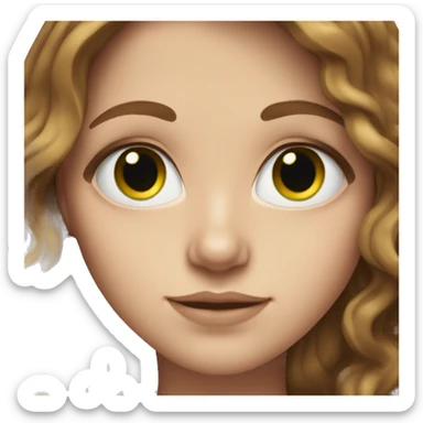 White girl with brown wavy hair and green eyes sticker