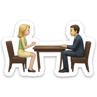 meeting of two people sticker