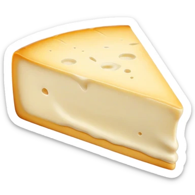Cinematic Realistic Brie Cheese Emoji, featuring a creamy, soft-ripened cheese with a delicate rind rendered with lifelike detail and inviting, natural lighting. sticker