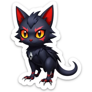 Vampiric feral futuristic gothic emo dark Litten-Noibat-Fakémon-hybrid-creature (full body) sticker