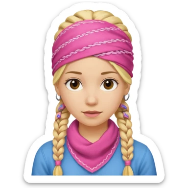 blonde woman with braids and a pink bandana sticker