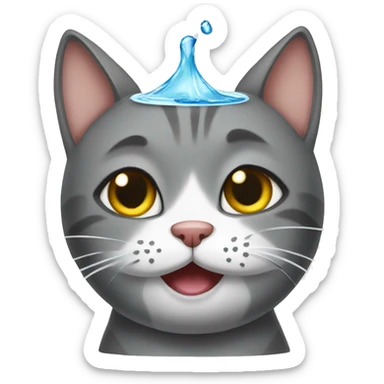Cat drink water sticker