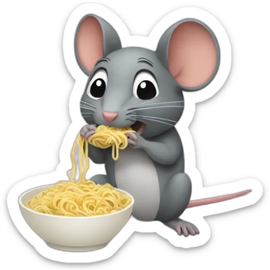 rat eats noodles sticker