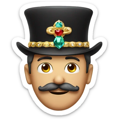 man with moustache and jewel hat sticker