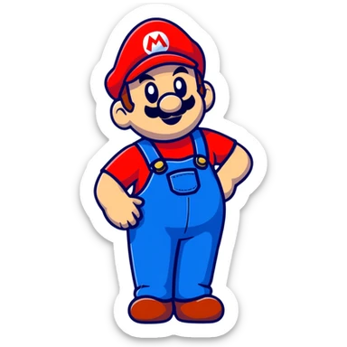 Mario with red shirt and blue overalls sticker