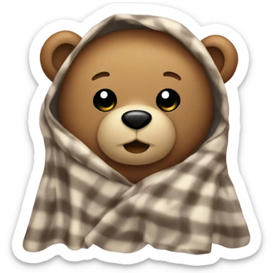 Teddy bear covered in blanket sticker