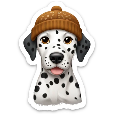 dalmatian with brown dots wearing a beanie sticker