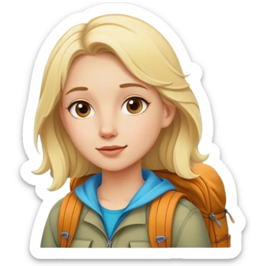 blonde backpacking girl in the mountains sticker