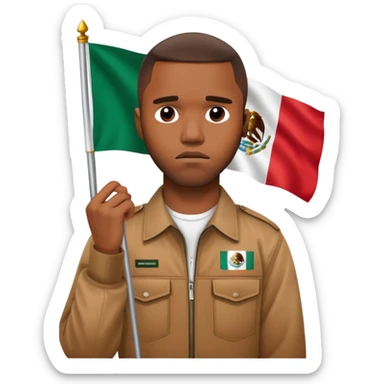 Frank ocean holding the Mexican flag and his face looks sad sticker