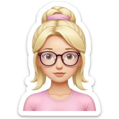 blonde yoga girl light pink clothes and glasses sticker