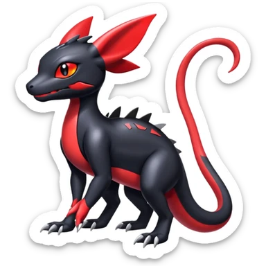 Cute Shiny Guilmon-Salandit-Umbreon-Fakémon-hybrid-creature (full body)  sticker