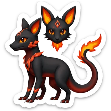 Edgy gothic dark magma-Salandit-Umbreon-Litten-hybrid-fusion (full body) sticker