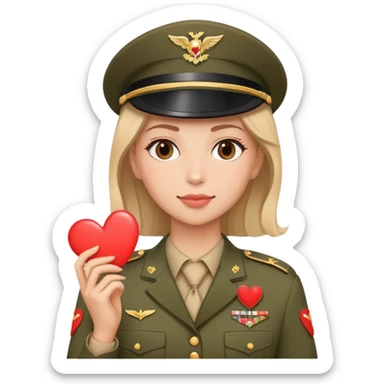 Militar y señora con corazones  sticker