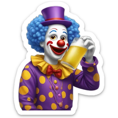 clown drinking sticker