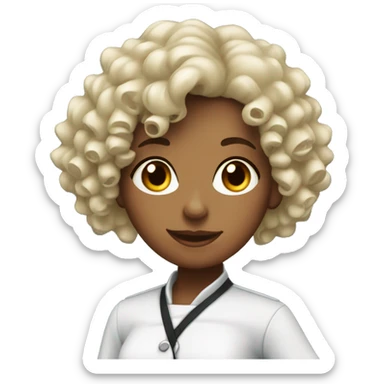 Curly haired girl waitress sticker