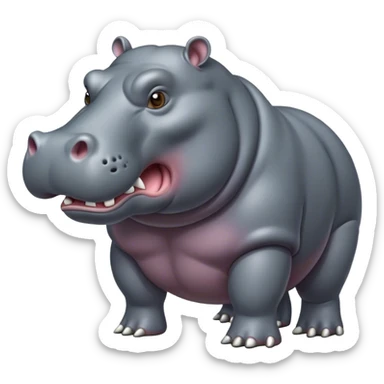 angry hippopotomas full body sticker