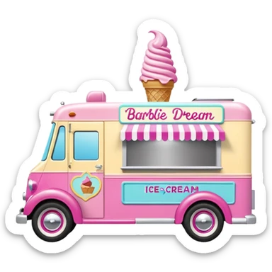 Barbie’s 1937 expandable ice cream dream house food truck  sticker
