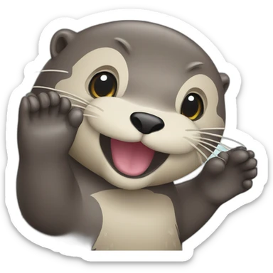 Sea otter waving  sticker