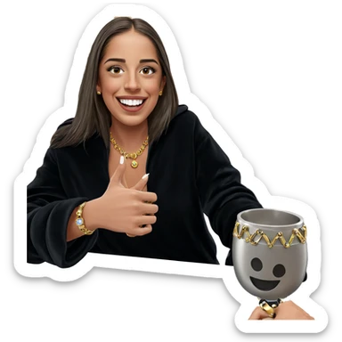 smiling girl with jewelry indoors sticker