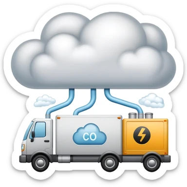 number 3, CO2 cloud, delivery truck, factory, side by side, representing Scope-3 emissions in the supply chain sticker