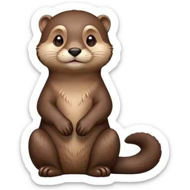 cinematic-noble [otter]-realistic-full-body-sitting-emoji,-tail-tucked-close,-head-tilted-dramatically,-sleek-[brown]-fur,-simplified-yet-realistic-focused-features,-highly-detailed,-glowing-with-an-almost-sarcastic-glow  expressive eyes sticker