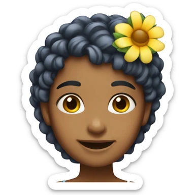 smiling girlwith flower hair sticker