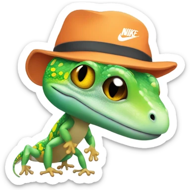 Gecko wearing a nike hat sticker