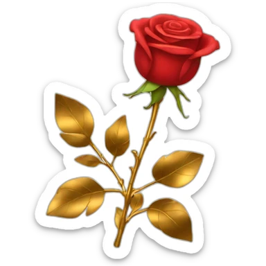 Red rose with gold stem sticker