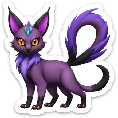 Black edgy Noivern-Noibat-Purloin-Torracat-Lykoi-Caracal-cat-Fakemon-fusion-hybrid-creature sticker