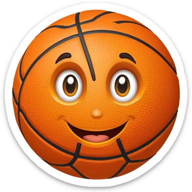 A basketball with a cute smiling face and big eyes sticker