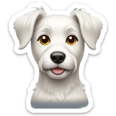 White female dog with short shaggy hair and tall ears  sticker