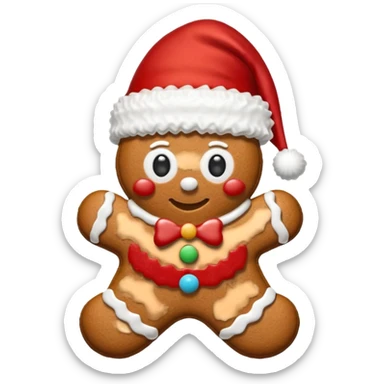 gingerbread cookie in red santa hat shape sticker