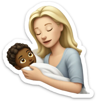 White mom tucking child in to bed sticker