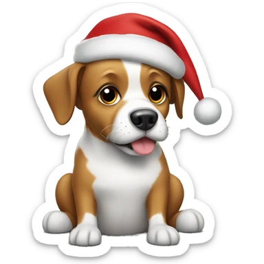 Dog with Christmas hat sticker
