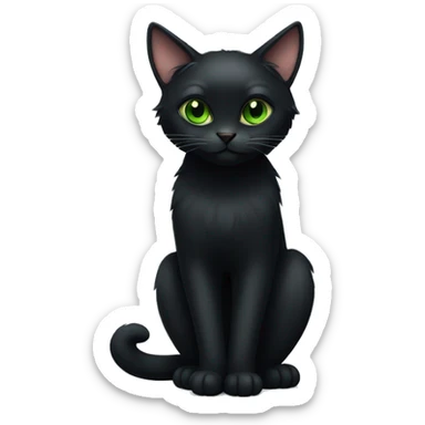 young long furred black cat with big green eyes sticker
