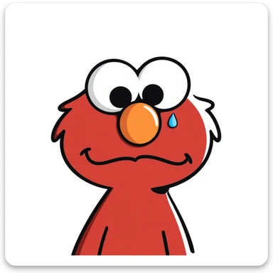 A sad Elmo feeling blue with a tear coming down sticker