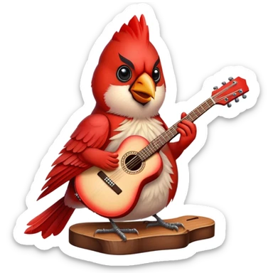 Northern Cardinal with a guitar sticker
