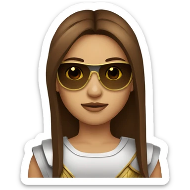 Girl gladiator head with long straight brown hair and sunglasses  sticker
