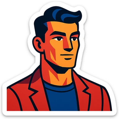 sigmaboy with confident and calm expression, kind eyes, pronounced cheekbones sticker