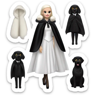 ‘n Fur Barbie, teen Wednesday Addams, cape,veil,funeralwear,showing off, show full body,accessories coat gloves  sticker